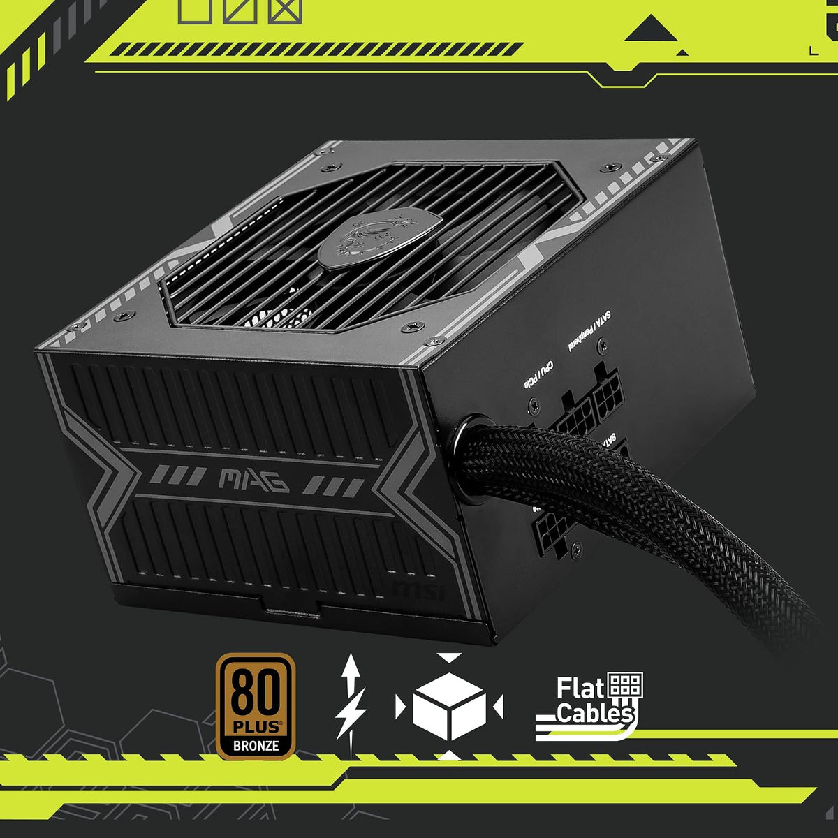 MSI mag A650BE Fuente de alimentación para Juegos - 80 Plus Bronze Certified 650W - Semi-Modular - Fuente ATX de bajo Ruido