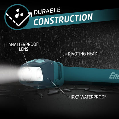 Energizer HDL40 - Faro LED 500 lúmenes, IPX7 impermeable, faro multicolor, luz manos libres, pilas incluidas