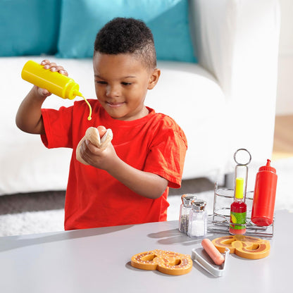 Melissa & Doug ¡Juguemos de Casita! Condimentos de Juguete, Juego de Imitación, Organizador Resistente de Metal, Efectos de Sonido Realistas, 6 Piezas