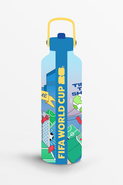Botella Oficial FIFA World Cup 2026 |DRIB Goalies de Acero Inoxidable 700 ml – Aislamiento Doble al Vacío, a Prueba de Fugas, Sin BPA, Tapa con Popote Silencioso, Base Antideslizante