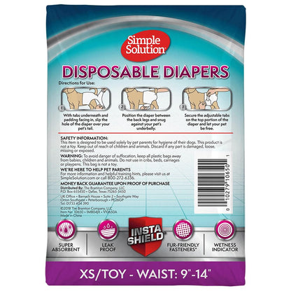 Solución Simple Nuevo Ajuste Verdadero Perro pañales para Perros Hembra ~ Super Absorbente con indicador de Humedad ~ 12 o 30 pañales Desechables para Perro por Paquete, 12 Unidades, XS