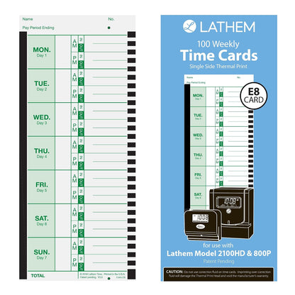 Lathem Tru-Align - Reloj térmico, Tarjetas de Horario, Blanco, 10.16 cm X 22.86 cm