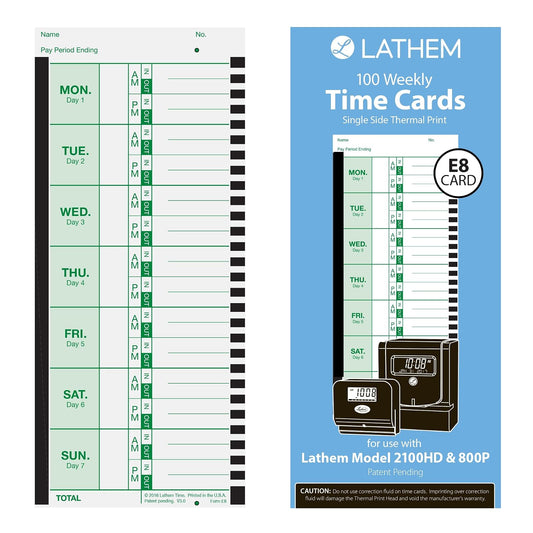 Lathem Tru-Align - Reloj térmico, Tarjetas de Horario, Blanco, 10.16 cm X 22.86 cm