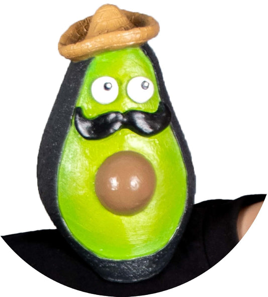 REV Mascota de Hombro Aguacatito con Sombrero y Bigote Adulto, Accesorio ShoulderBuddy en Látex Divertido para Fiestas Mexicanas, Halloween, Porras y Eventos