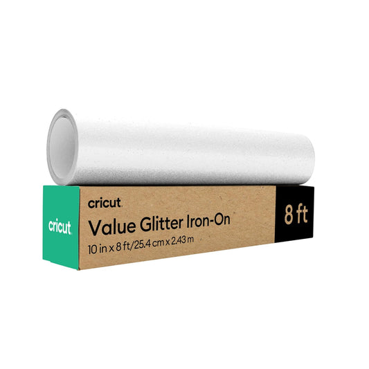 Cricut | VInilo Termoadhesivo Value | Blanco con Glitter | Vinilo de transferencia de calor HTV