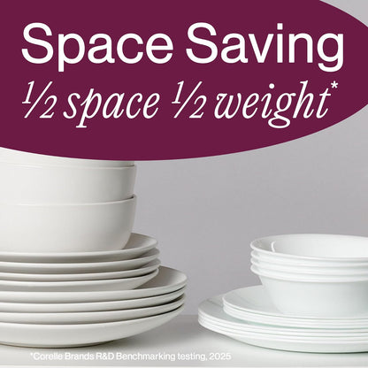 Corelle 6-Piece 8.5" Lunch Round Plates, Vitrelle Triple Layer Glass, Lightweight Round Plates, Salad Plates, Chip and Scratch Resistant, Microwave and Dishwasher Safe, Brasserie, Medium
