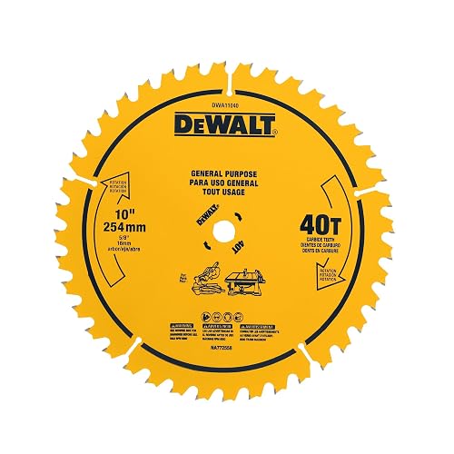 DEWALT - Hoja de sierra de mesa, 10 pulgadas, 40 dientes, con acabado fino, carburo ultra afilado (DWA11040)