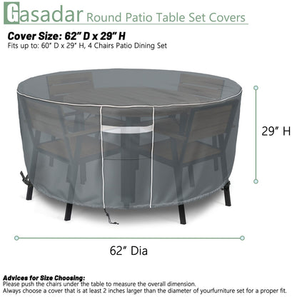 Fundas redondas para muebles de patio, 62 pulgadas de profundidad x 73,6 cm de alto