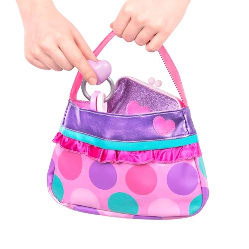 Battat Monedero Princesa, set de maquillaje con bolso de juguete | Set de 8 con bolso, monedero, móvil, gafas de sol, llaves, labial, estuche con espejo y tarjeta, 3 años y +