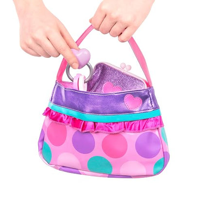 Battat Monedero Princesa, set de maquillaje con bolso de juguete | Set de 8 con bolso, monedero, móvil, gafas de sol, llaves, labial, estuche con espejo y tarjeta, 3 años y +