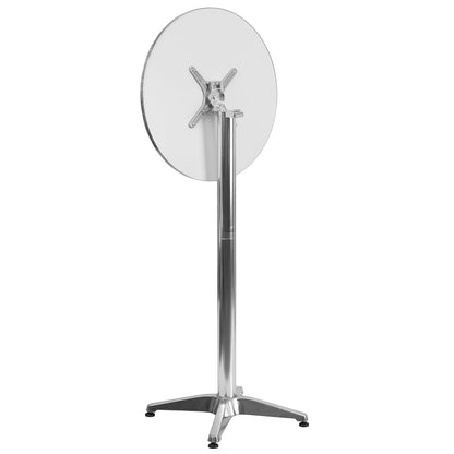 Flash Furniture Mesa Redonda de 59 cm – Mesa Alta de Aluminio para Interiores y Exteriores – Mesa de Terraza y Bar con Tablero Abatible