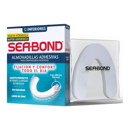 Sea-Bond Kit Almohadilla Adhesiva para Dentaduras Postizas Inferiores, 6 pack 12 Piezas Cada una