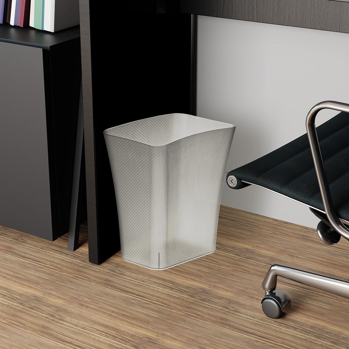 CLOROX Textura - Papelera delgada – Cesta de basura pequeña de 3.1 galones para espacios estrechos, cubeta de basura de plástico delgado para baño, recámara u oficina, escarcha transparente