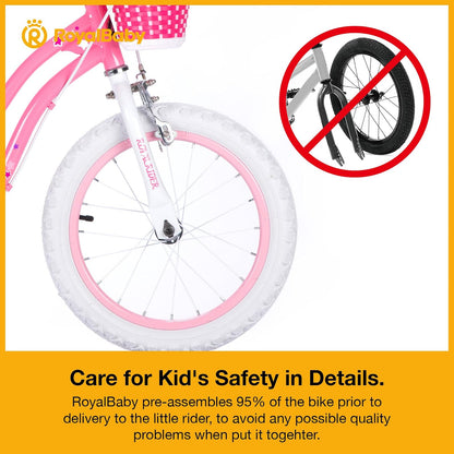 Royalbaby Stargirl - Bicicleta Infantil para niñas de 12 a 14 a 16 a 18 Pulgadas con Cesta para niños de 3 a 10 años