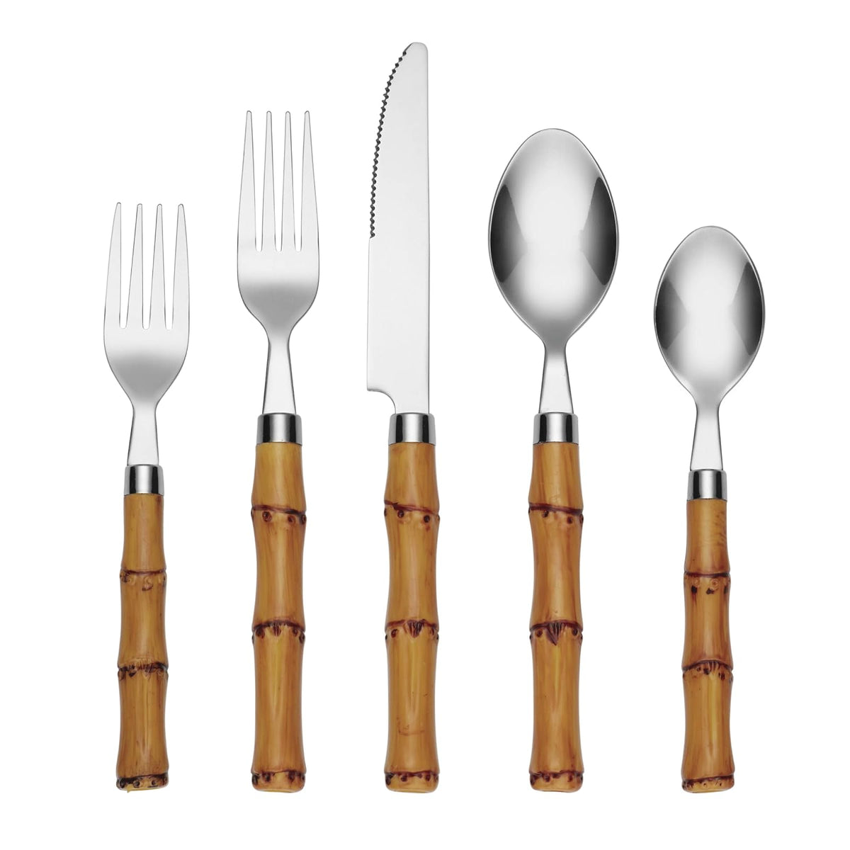 Cambridge Silversmiths Cubiertos Bamboo 20 Piezas Acero 18/0 Mango Plástico Para 4