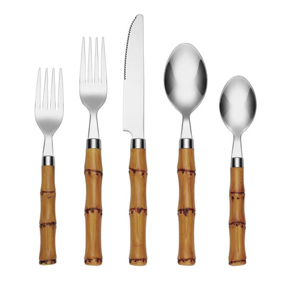 Cambridge Silversmiths Cubiertos Bamboo 20 Piezas Acero 18/0 Mango Plástico Para 4