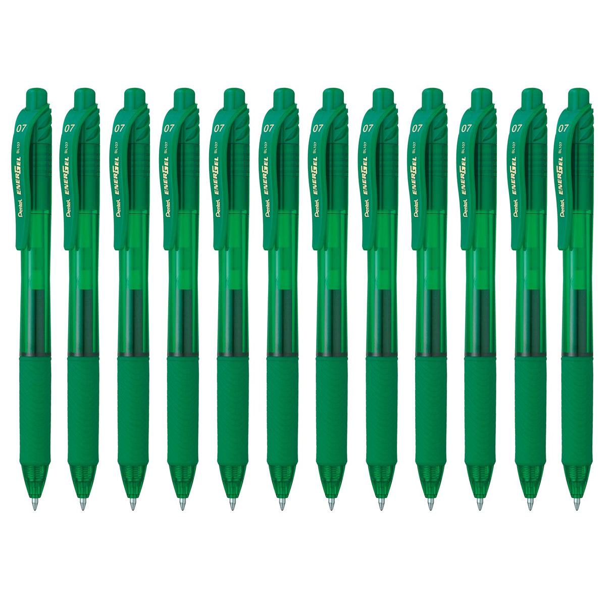 Pentel EnerGel-X Bolígrafo de Gel Punta de Aguja 0.5 mm, Paquete de 8 - 12 Unidad (Paquete de 1) - Recargable - Verde