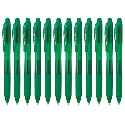 Pentel EnerGel-X Bolígrafo de Gel Punta de Aguja 0.5 mm, Paquete de 8 - 12 Unidad (Paquete de 1) - Recargable - Verde