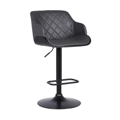 Armen Living LCTOSWBAWABL Toby Taburete Giratorio de Piel sintética, Ajustable, Negro, Cromo, Nogal