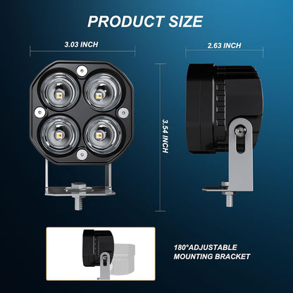 SLARY - Juego de 2 luces LED de trabajo de 3 pulgadas, color blanco y ámbar con seis modos, cubeta cuadrado, luces de parachoques con interruptor de arnés de cableado WHX-YY-4C-YWBS-2P3INS-SW