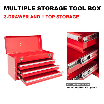 Big Red ANTBD133-XB Torin - Caja de Herramientas portátil de Acero con 3 cajones (50.8 cm), Color Rojo