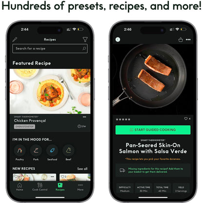 CHEF iQ Sense - Termómetro inalámbrico inteligente de carne con 2 sondas ultrafinas, termómetro de carne Bluetooth de alcance ilimitado, termómetro digital de alimentos para monitoreo remoto de