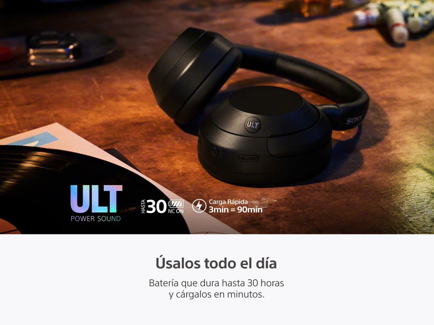 Sony Audífonos Inalámbricos ULT Wear con Bajos Potentes y Cancelación de Ruido - Negro