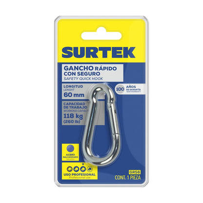 Surtek GRS6 Gancho Rápido con Seguro 6 x 60 mm