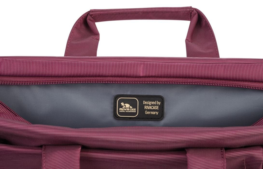 Rivacase 8231 Sofisticado Portafolio Slim Violeta para MacBook Pro Laptop 15.6" hecho de Tela Ultra-Resistente, espacio p/Tablet, Telefono y Documentos, Asas Acojinadas. De Alemania, Colección Central