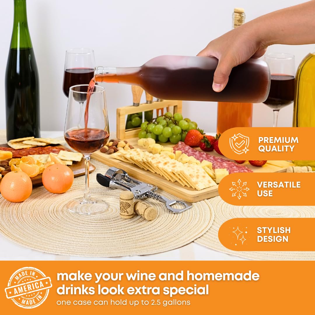 FastRack - Botellas de vino de color burdeos transparentes de 750 ml (paquete de 12) acabado con rosca superior con 12 tapas de plástico negro | Botellas de vidrio de fondo plano W5 ideales para