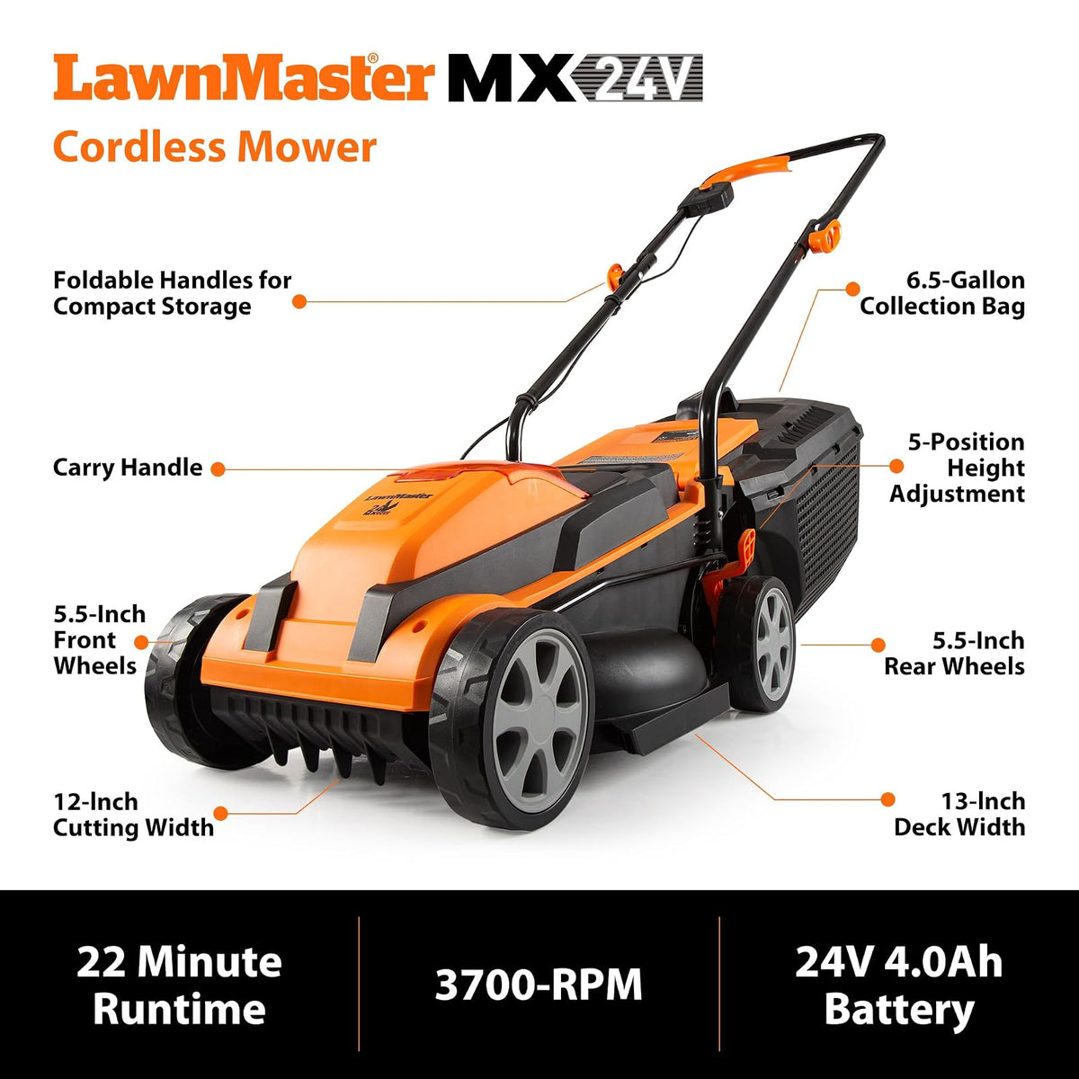 LawnMaster 20VMWGT 24V MAX 33 cm Cortacésped y cortacésped 25.4 cm Combo con 2 baterías de 4.0Ah y Cargador