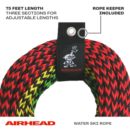 Airhead - Cuerda de esquí acuático con Mango de Radio, 3 Secciones para esquís acuáticos, wakeboards y Rodilleras