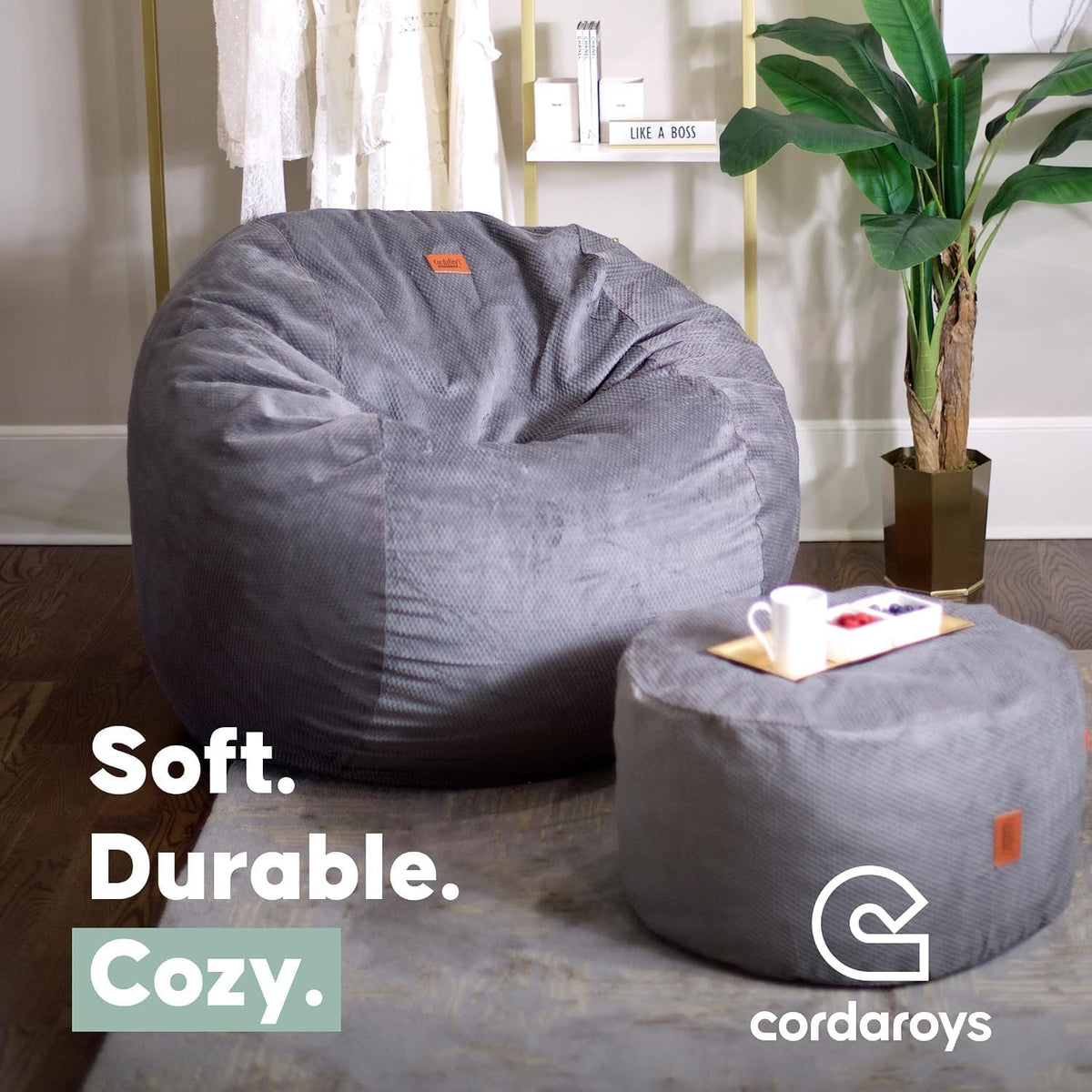 CordaRoy's Chenille Bean Bag Chair, Convertible Chair Folds from Bean Bag to Bed, As Seen on Shark Tank - Moss, Queen Size