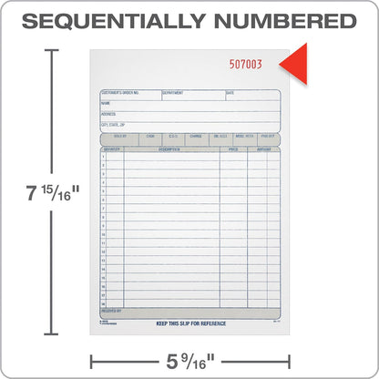 Adams Sales Order Book, 3-Part, Carbonless, White/Canary/Pink, 5-9/16 x 8-7/16 Inches, 50 Sets per Book (TC5805)