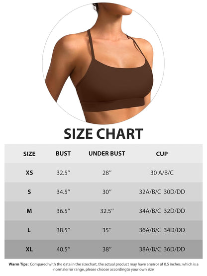 MIRITY Brasier Deportivo Acolchado con Espalda en Y para Mujer, Espalda Cruzada y Tirantes Delgados de bajo Impacto para Yoga y Entrenamiento