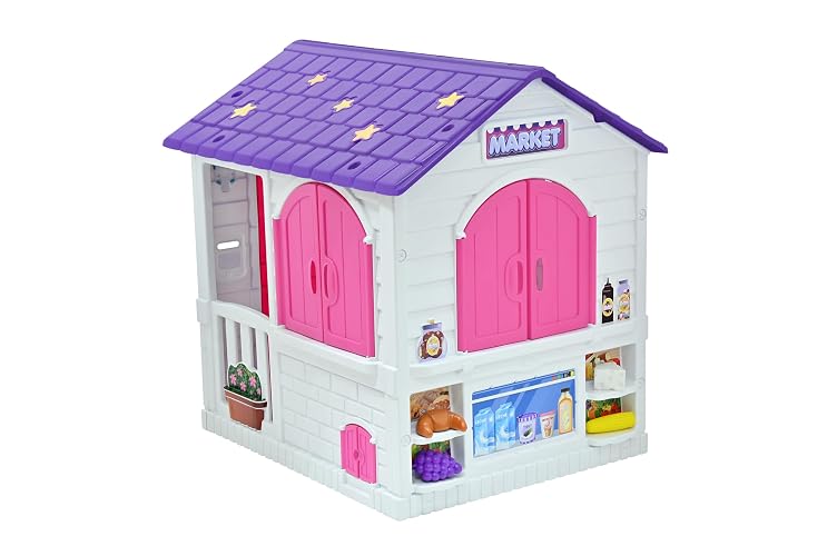 PRINSEL | Casita Infantil de Juegos | Casita y Supermercado para Niñas | Play House 2 en 1 | Rosa | De 2 a 6 Años, Espaciosa, Timbre con Luz y Sonido, Accesorios | Artículos para Niños