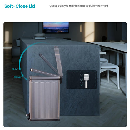 Home Zone Living - Papelera de cocina de 8 galones con tapa de cierre suave y pedal de escalón, acero inoxidable con diseño acanalado delgado para el hogar y la oficina, plata, 30 litros