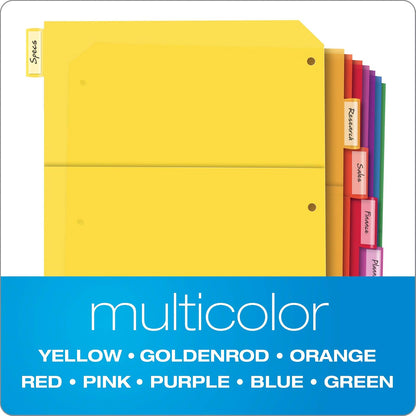 Oxford 89603 - Divisores de plástico de 2 bolsillos, corte de 8 lengüetas 1/8, juego de pestañas grandes multicolor, divisores insertables con inserciones de papel, tamaño carta, 3 juegos