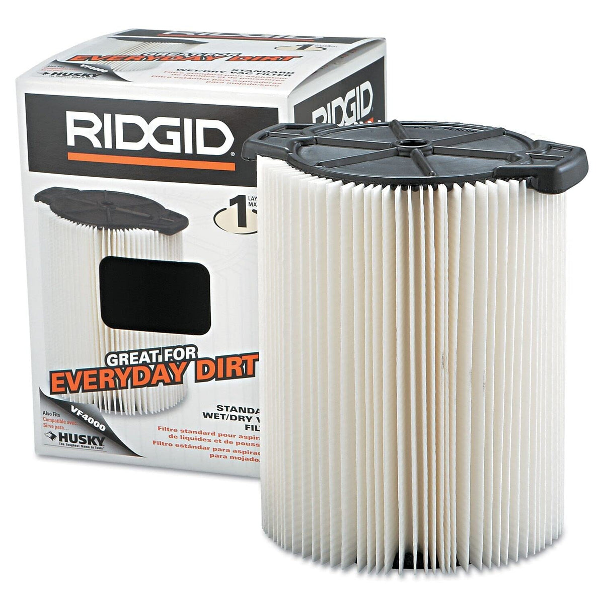 RIDGID - Filtro para Aspiradora, 72947 Modelo Vf4000Rt, Monocapa, Lavable y Reutilizable, Sujeción Qwik Lock