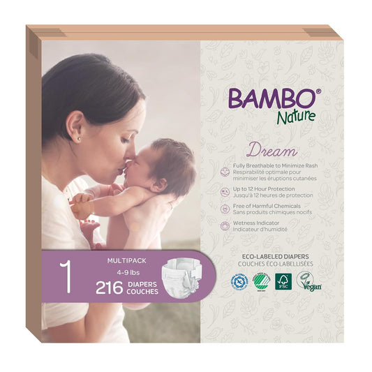 Bambo Nature Pañales ecológicos de alta calidad para bebé (talla 1 a 6 disponibles), talla 1, 216 unidades