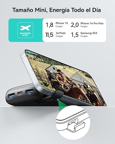 INIU Power Bank, Pequeño 10000mAh 22,5W Carga Rapida Bateria Phone Externad | Diseño mini, carga rápida de 3 salidas, apto para viajes aéreos,batería portátil para iPhone 17, Samsung S26 etc.