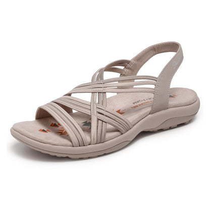 Skechers Sandalia Multibandas Deportiva para Mujer - 27.0 cm - Natural - gris pardo