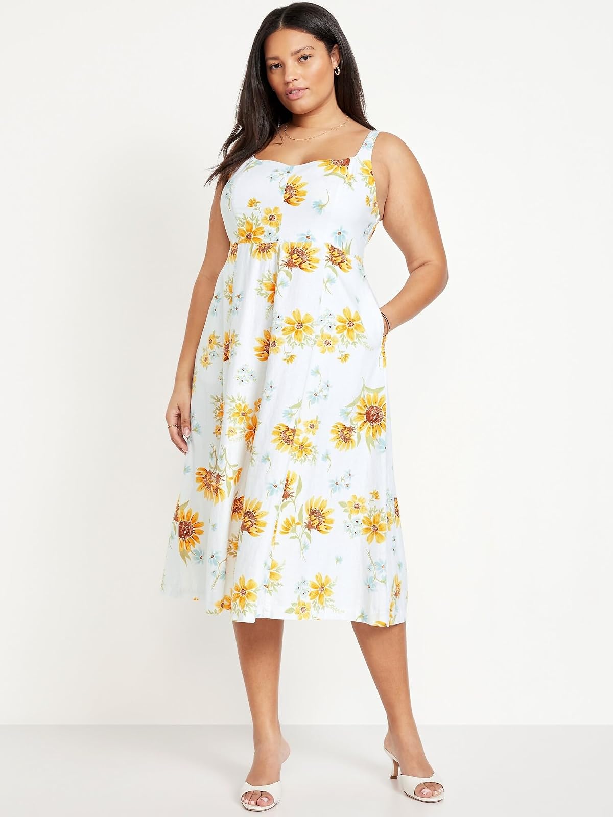 Old Navy SL Notch Neck Cami Midi- Print Vestido Mujer