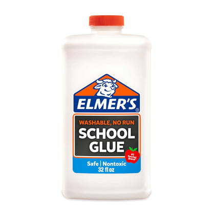 Elmer's Pegamento Escolar Líquido Blanco Lavable - 32 Oz (946.35ml) - Washable