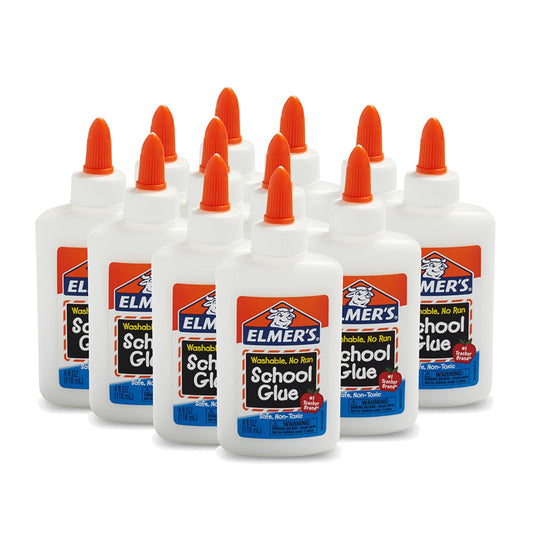 Elmer's Pegamento Escolar Líquido Blanco Lavable 4 oz (12 Unidades)