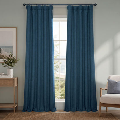 Half Price Drapes Cortina de Lino Sintético para Oscurecer - 127An x 213.4Al cm (1 Paneles) - Índigo