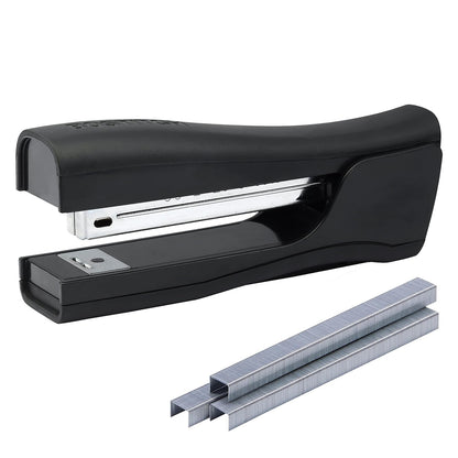 Bostitch Office Eco-Friendly Dynamo - Grapadora de pie 4 en 1, incluye 420 grapas, capacidad de 20 hojas, sacapuntas de lápiz integrado, removedor de grapas y almacenamiento de grapas, color negro