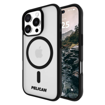 Pelican Voyager Funda Resistente para iPhone 16 Pro, Compatible con MagSafe, Negro - Frosted Clear