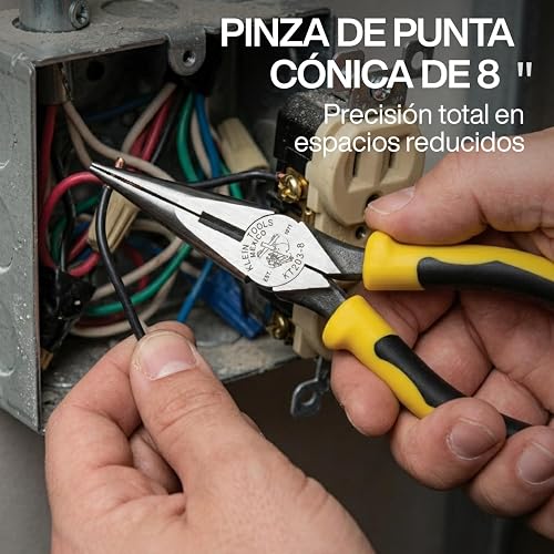 KLEIN TOOLS KTM0005 | Kit De Pinzas | 3 Piezas | Cortes Precisos | Kit de pinzas electricista con fuerza y control; sus pinzas de corte facilitan trabajos pesados y maniobras precisas.