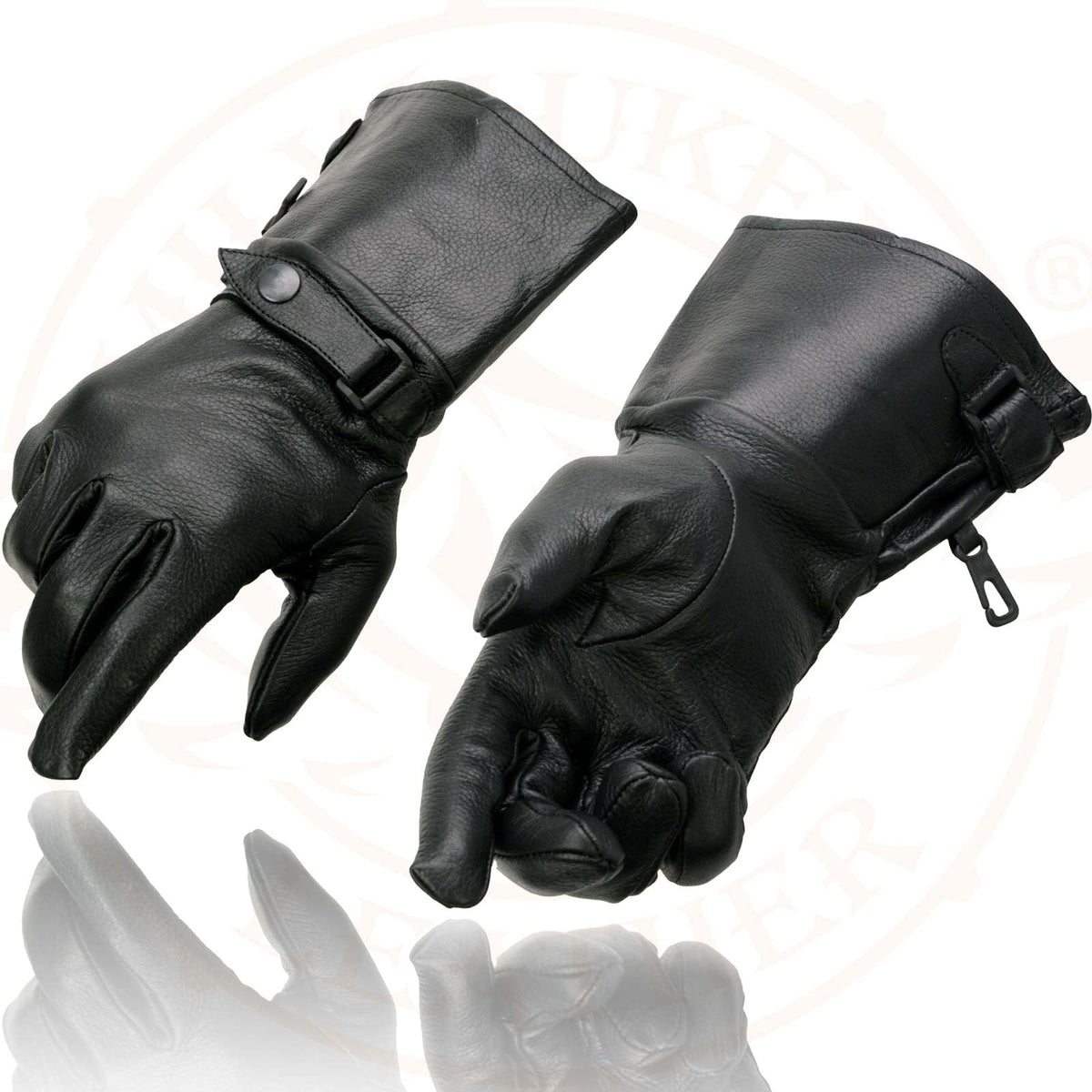 Milwaukee Guantelete de piel para motocicleta, guantes de mano para hombre, piel negro, cierre a presión, forro térmico-SH264, talla XXL